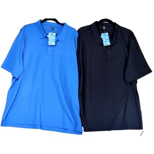 Lot of 2 MagcoMsen Men's 2XL Polo Shirts Golf Sport Quick Dry 1 Blue and 1 Black